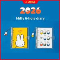 ราคา 2026 Miffy 6-Ring A6 ไดอารี่พร้อมพวงกุญแจ + สติ๊กเกอร์ | น่ารัก Undated Planner Journal Organizer (สีเหลือง / สีขาว) (54403010225)