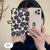 ราคา เคสฝาพับ เคสลายดอกไม้ เคสพับดอกไม้ดำ (17594308110)