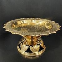 ราคา โตกโบราณ 18 นิ้ว ขาฉลุ ทองเหลืองเนื้อหนา ลายพิกุล กลางช้าง (20078316859)