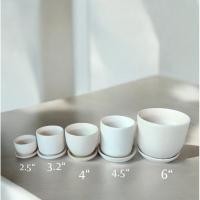 ราคา กระถางดินเผามินิมอล พร้อมจานรอง 5 ไซส์ ตั้งแต่ 2.5 - 6 นิ้ว (3954314980)