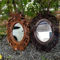 ราคา กระจกไม้สักวินเทจ แกะสลัก ลายองุ่น ไม้สักทอง สูง17กว้าง11นิ้ว หนา1นิ้ว กระจกเงา กรอบไม้สัก แขวนผนัง (26165658635)