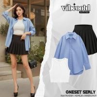 ราคา KEMEJA ชุดผู้หญิงเกาหลี Serly (กระโปรงสั้นเกาหลี + เสื้อ + เสื้อกล้ามครอป) ชุดเดียว Hangout Simple (51450342786)