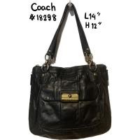 ราคา Coachแท้ Kristin Black Leather Shoulder bag/หนังแท้ 13/14” (21844943367)