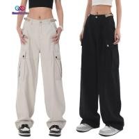 ราคา [โปรโมชั่นใหญ่] กางเกงคาร์โก้เอวสูงสตรีขากว้างฮิปฮอปกางเกงขายาวมีกระเป๋า❀ (54301399306)