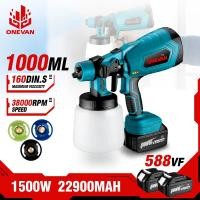ราคา MAKITA 1000มล ไฟฟ้าไร้สายสเปรย์ปืนสี เครื่องพ่นสารเคมี อัตโนมัติเฟอร์นิเจอร์เหล็กเคลือบ แอร์บรัช 3หัวฉีดเข้ากันได้สําหรับ ดู แบตเตอรี่ (26566076674)