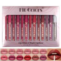 ราคา สีสีแต่งหน้า Fit Glaze Hook Lip Pencil Not Easy Matte Lip Liner Decolorizing + 7 Lip Gloss Dip Cup Set Box 6 ESQ6 (57852868741)