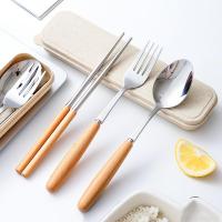 ราคา ชุดช้อนส้อมสแตนเลสช้อนส้อมช้อนส้อมตะเกียบด้ามไม้ชุดอาหารเย็น Kutleri 套装餐具 (43118168389)