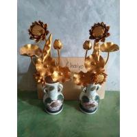 ราคา ดอกบัวทองเหลืองชุบทอง18เคงานญี่ปุ่นสูงรวมแจกัน25ซม ข่อละ7ชิ้น.ขายคู่จ้า สินค้ามือสองจากตู้ญี่ปุ่น (21871821920)