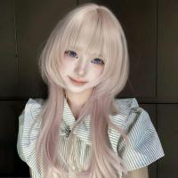 ราคา วิกผมคุณภาพสูงสีชมพูกึ่งโปร่งแสง ทรงหางหมาป่า ไฮไลท์สีสว่าง เหมาะสำหรับสไตล์ Lolita และ Influencer (26943421933)
