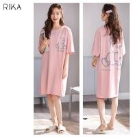 ราคา Rika ชุดนอนกระโปรงยาว AA3063 แบบสวมหัว ยาวคลุมเข่า แขนสั้น SIZE M-2XL ผ้ายืดพิมพ์ลาย (23720001070)