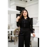 ราคา Plus size สาวอวบอ้วน ชุดเซ็ตสีดำกางเกงแถบข้าง ผ้าปักลายอย่างดี ใช้ไหมเยอะมาก ลวดลายเทียบระดับแบรนด์ดัง เล่นลายผ้าทั้งตัว (9015984635)