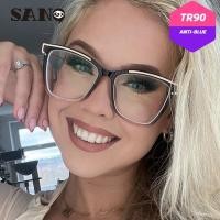 ราคา เปลี่ยนเลนส์ได้COD (San9) แฟชั่นใหม่กรอบใหญ่ Cat Eye Hollow TR90 กรอบแว่นตาผู้หญิง (27232724141)