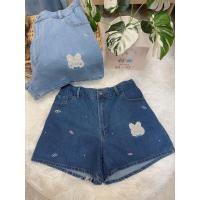 ราคา 593.กางเกงยีนส์ขาสั้นสาวอวบ ขาสั้นยีนส์ไซส์ใหญ่รุ่นกระต่ายสปริง เอว 34-42"5ฃ (23271583567)