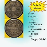 ราคา No.61597 ปี1863 Peru เปรู 2 Centavos เหรียญต่างประเทศ หายาก น่าสะสม ราคาถูก (28209504179)
