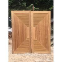 ราคา ประตูบานคู่ ไม้สัก ลายมิติ ลูกฟักมน (23850337499)