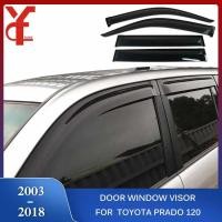 ราคา 2003-2018 ABS Door Window Visor Side Wind Deflectors For Toyota Prado 120 2003 2007 2008 2009 2018 (48652430347)