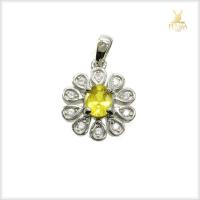 ราคา จี้บุษราคัมแท้ เงินแท้925 ชุบทองคำขาว ใส่ติดคอน่ารักๆ (8811587309)