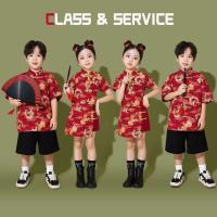 ราคา ชุดฮันฟูฤดูร้อนสำหรับเด็ก ออกแบบทันสมัย สไตล์จีน พร้อมชุดเชียร์ลีดเดอร์สีแดงสำหรับครอบครัว (57301439724)
