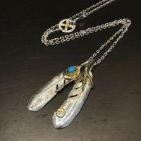 ราคา 925 Sterling Silver Seiko Feather Necklace Retro Pendant Necklace Men and Women Same Necklace Pendant (27417520150)