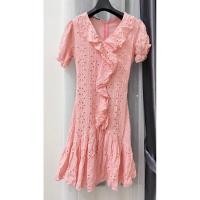 ราคา เดรสผ้าฉลุชายระบายสีขาว สีชมพู มือสอง (22084180843)