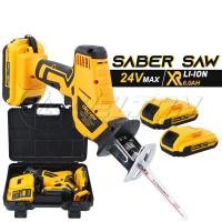 ราคา DELTON เลื่อยอเนกประสงค์ เลื่อยชักคอตรง 24V เลื่อยไฟฟ้า แบบชัก ไร้สาย เลื่อยคอตรง เลื่อยแบบเตะ พร้อมแบต Li-ion 2 ก้อน (9946580227)