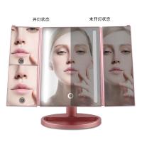 ราคา กระจกแต่งหน้า LED สีโรสโกลด์ กระจกแต่งหน้าแบบตั้งโต๊ะ ใช้พลังงานจาก USB และแบตเตอรี่ (45851088874)