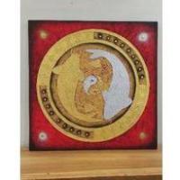 ราคา ภาพวาดปลาคาร์ฟเงินทองพื้นสีแดงขนาด100×100cm (4595355083)