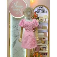 ราคา เดรสดอกกุหลาย 3D สีชมพู งานสวยอลัง (24488206189)