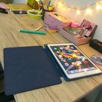 ราคา 890เหลือ669!!! เคสipad 2018 9.7 Applesheepแท้ มีที่ใส่ปากกา case the new ipad Origami Navy Blue (6135159216)