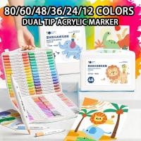 ราคา ปากกา สี Warni ปากกามาร์กเกอร์สีอะคริลิคชุด 24/36/48/60/80 สี Art MARKER ปากกา 马克 双头 (26190988991)