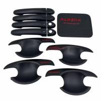 ราคา Almera นิสสันอัลเมร่า ปี2011-2019 เบ้ากันรอย ครอบมือจับ ครอบฝาถัง สีดำโลโก้แดง Nissan Almera (55402919773)