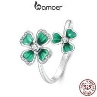 ราคา Bamoer แหวนเงินแท้ 925 รูปใบโคลเวอร์สี่แฉก เครื่องประดับแฟชั่น สําหรับผู้หญิง (22988102943)