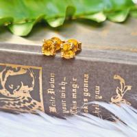 ราคา ตุ้มหูบุษราคัมขนาด 4×5 มิลตัวเรือนทองคำแท้ 9 เค (19413273601)