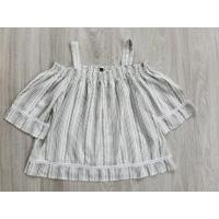 ราคา เสื้อปาดไหล่สีขาวริ้วดอกไม้สีเทาสายเดี่ยวระบายแขนปล่อยชายเสื้อ ไซส์ m ไหล่ก่อนยืด 32" อกยืดได้ถึง 40" ยาว 21" รวมสาย (20594217655)