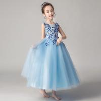 ราคา Gd3450- พร้อมส่งชุดออกงานเด็กหญิงสีฟ้า ชุดราตรีเด็กทรงยาว ห้าส่วน ปักตกแต่งสวยหรูด้านหลังเว้าสุดสวย (5235215285)