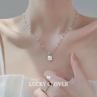 ราคา MEETสร้อยเงินแท้ Lucky Clover สร้อยคอสั้น สร้อยคอเงิน สร้อยแฟชั่น จี้เงินแท้ สร้อยหินนำโชค สร้อยคอ (28651135458)