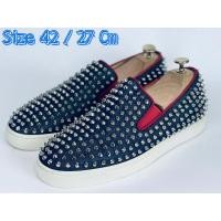 ราคา CHRISTIAN LOUBOUTIN Mens Raw Denim Spikes Roller Boat Flat Navy (18691729926)