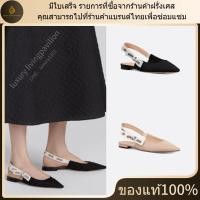 ราคา ใหม่ มีใบเสร็จ อุปกรณ์เสริมที่สมบูรณ์ DIOR รองเท้าส้นแบนแบบมีสายรัดด้านหลัง J'Adior ของแท้ 100 (26441415626)