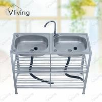 ราคา Vliving ซิ้งค์ล้างจาน อ่างล้างจาน สแตนเลส A 2หลุม 3ชั้น โครงอลูมิเนียม (25908097373)