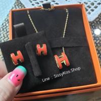 ราคา สร้อยและต่างหู Hermes สีส้ม อะไหล่ทอง (2834657396)