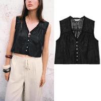 ราคา ZARA เสื้อแขนกุดปักลูกไม้หลายกระดุมกระดุมแถวเดียว 3017905 (40051873122)