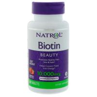 ราคา Natrol Biotin บำรุง ผิว ผม เล็บ แบบเม็ดอมรสสตรอเบอรรี่ 10,000 mcg 60 เม็ด (1408534834)