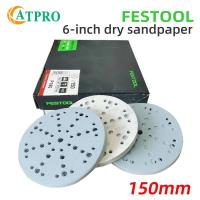 ราคา FESTOOL 6-inch 48-hole Sandpaper 150mm Round Flocking Dry Ground Sandpaper Car Paint Dust-Free Sanding Disc Abrasive (43468358128)