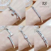 ราคา กำไลข้อมือแฟชั่นสไตส์เกาหลี,งานชุบทองคำขาว,กำไลฝังเพชร,XB00063 (14050885238)