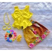 ราคา (G2)เสื้อคอกระเช้าโบว์ กระโปรงลายดอกไม้ ใส่ช่วงเทศกาลสงกรานต์ (29722955243)