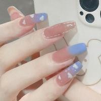 ราคา เล็บปลอม ลายก้อนเมฆ สีฟ้า และสีขาว R770 24 ชิ้น ต่อกล่อง (22047782796)