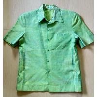 ราคา เสื้อผ้าไหมแท้ผู้ชาย ไหมบ้านทอมือ ป้ายวารินไหมไทย สีเขียวอ่อน งานสวย มีตำหนิเล็กน้อย (27036032136)