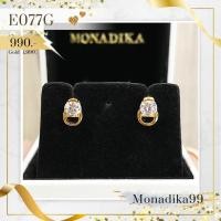 ราคา ต่างหูเพชร | E077 ต่างหูชุบทองคำแท้ 24K (3452847289)