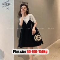ราคา Plus Size✅เดรสสาวอวบ ไซส์ใหญ่ ผู้หญิง เดรสเสื้อยืด สาวอวบ มินิเดรส สาวอวบ แขนสั้น ปลอมสองชิ้น ทรงหลวม เก็บพุงพรางหุ่น คอกลม ฤดูร้อน เกาหลี แฟชั่น Oversize พลัสไซส์ สาว อวบอ้วน ใส่ได้ (13885571736)