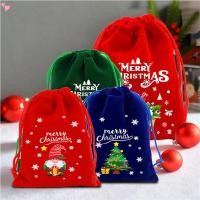 ราคา คริสต์มาส Drawstring ถุงของขวัญ Xmas สีแดงสีเขียวสีฟ้ากํามะหยี่กระสอบ Snowman Santa Claus Candies Goodies กระเป๋าสําหรับ Xmas Party Favor Supplies (41272224294)